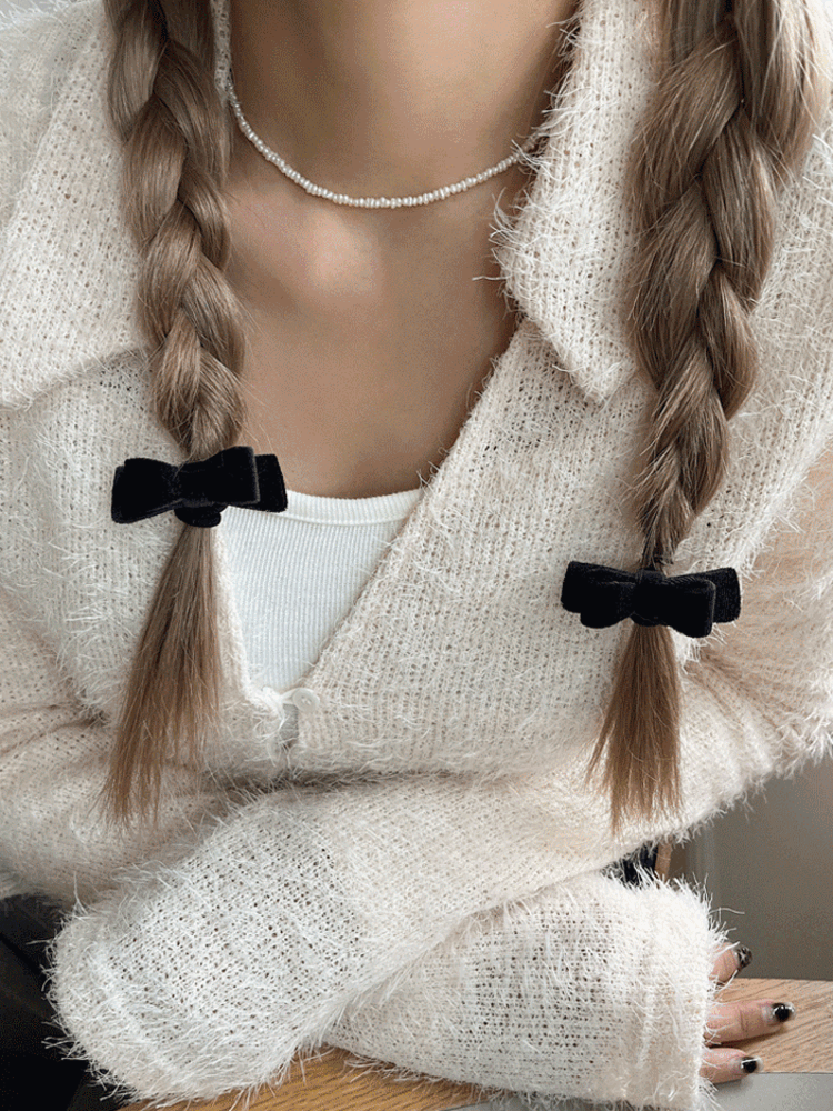 미니 벨벳 리본 머리끈 앤 헤어핀 (10color/2type)
